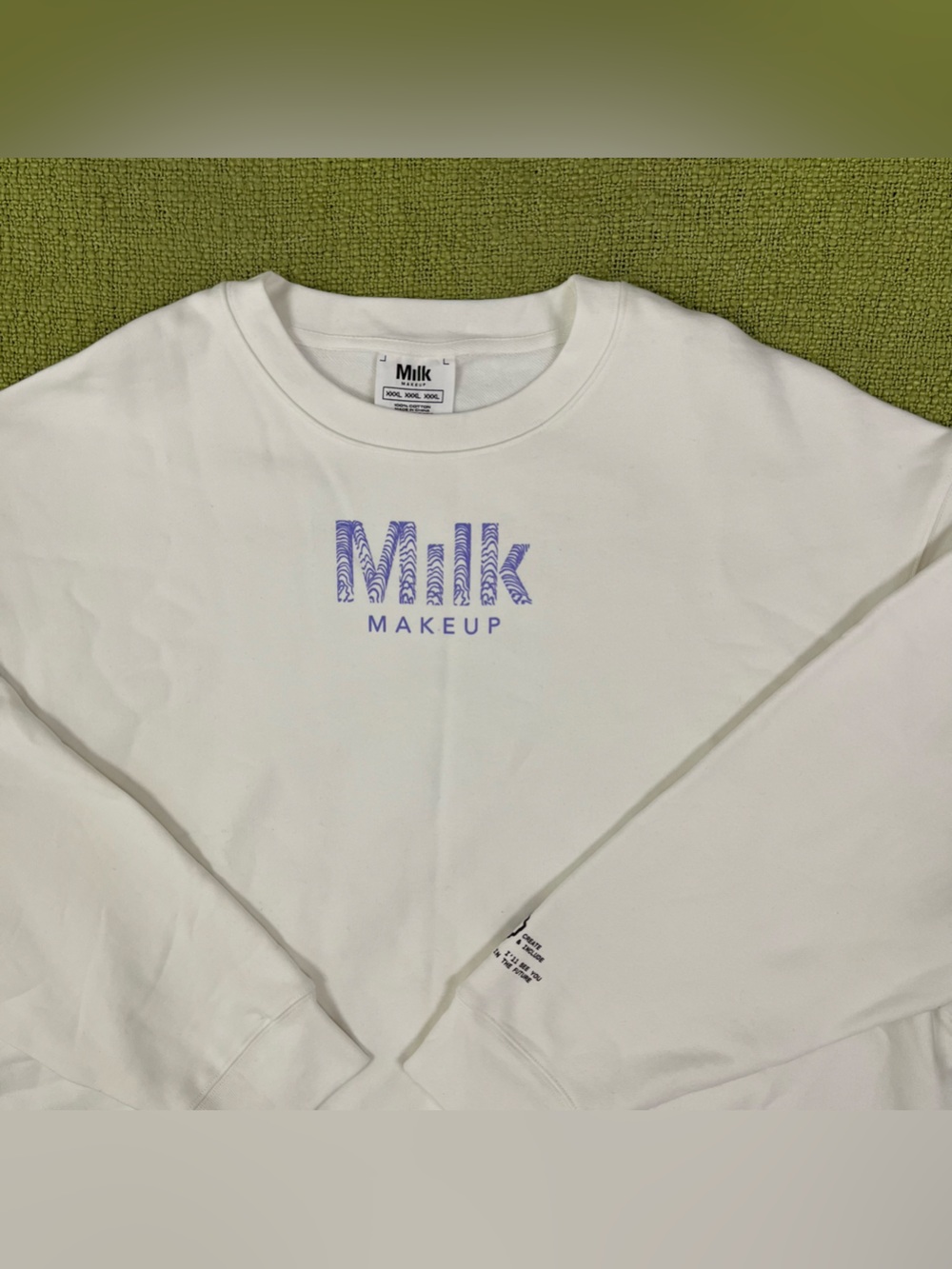 Milk Makeup White Crewneck sweatshirt with Lavender Logo